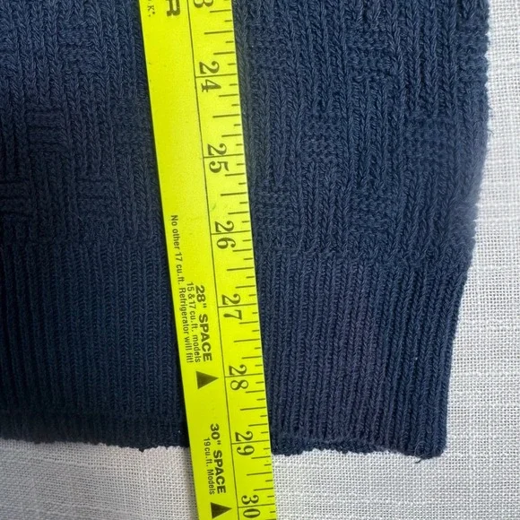 VTG Trader Bay Men M Texture Pattern Knit Crew Neck Sweater Blue Cotton USA 90s - Picture 8 of 10